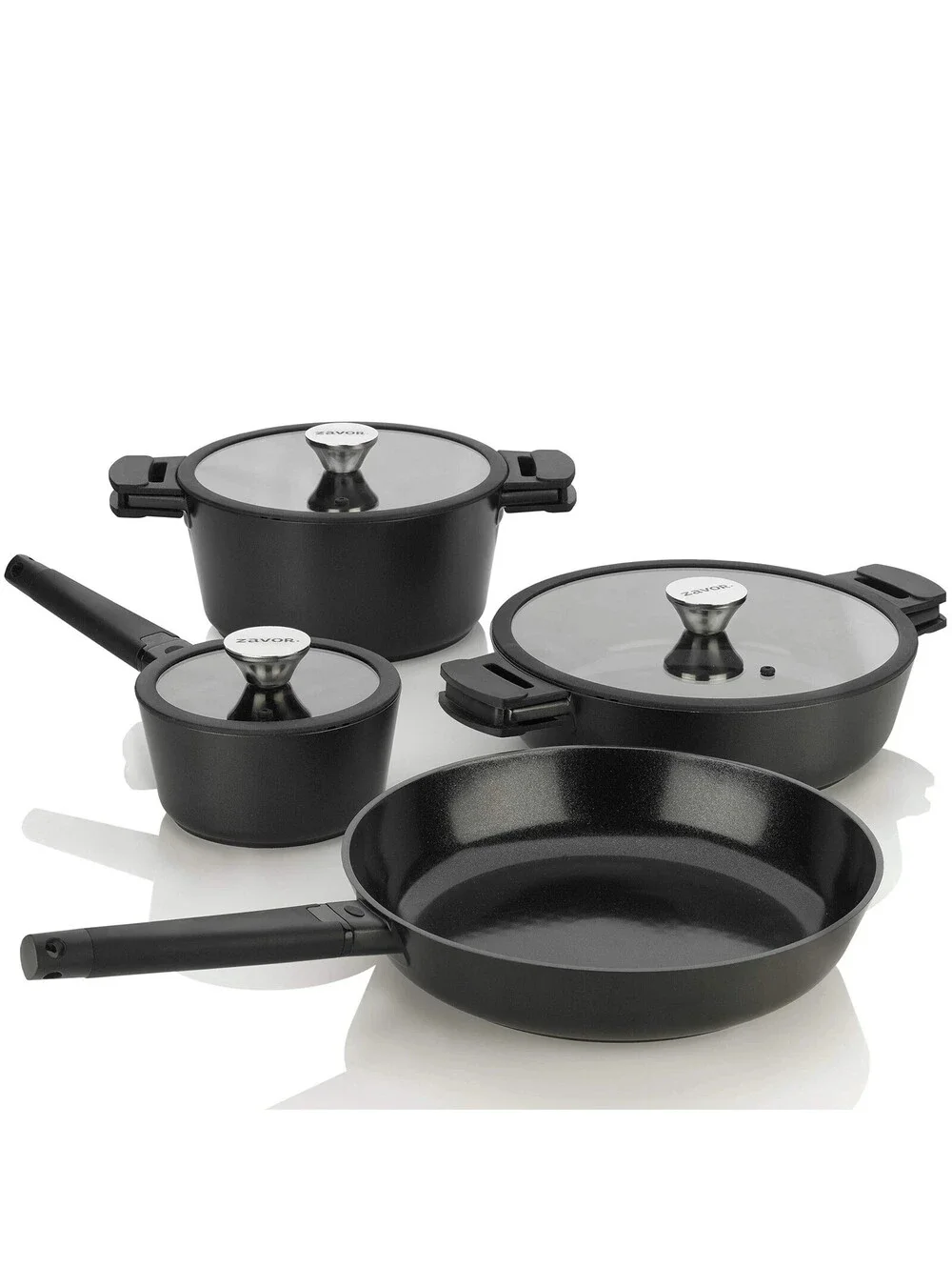 449$ Zavor Noir 7 Pc Cast-Aluminum Ceramic Nonstick Cookware Set Black